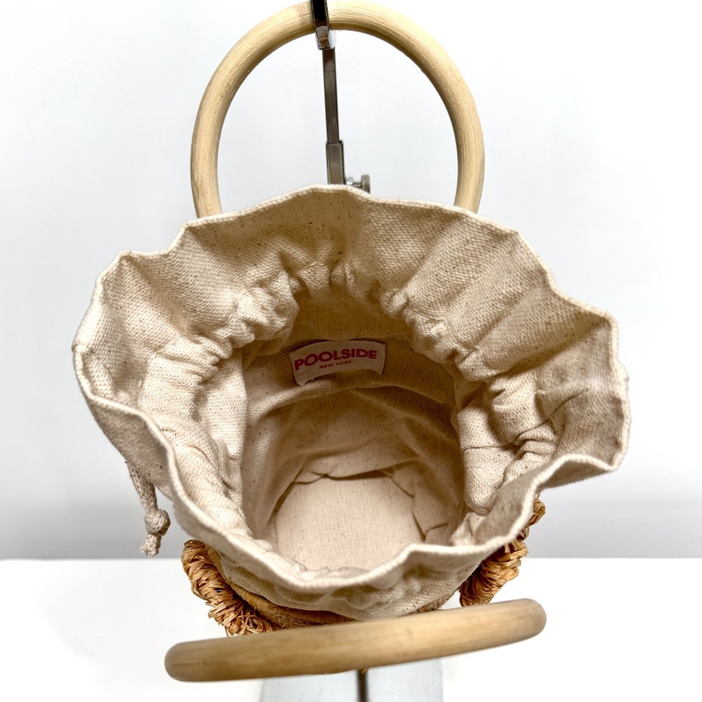 Poolside Raffia-Trimmed Straw Bucket Bag - Picture 14 of 14